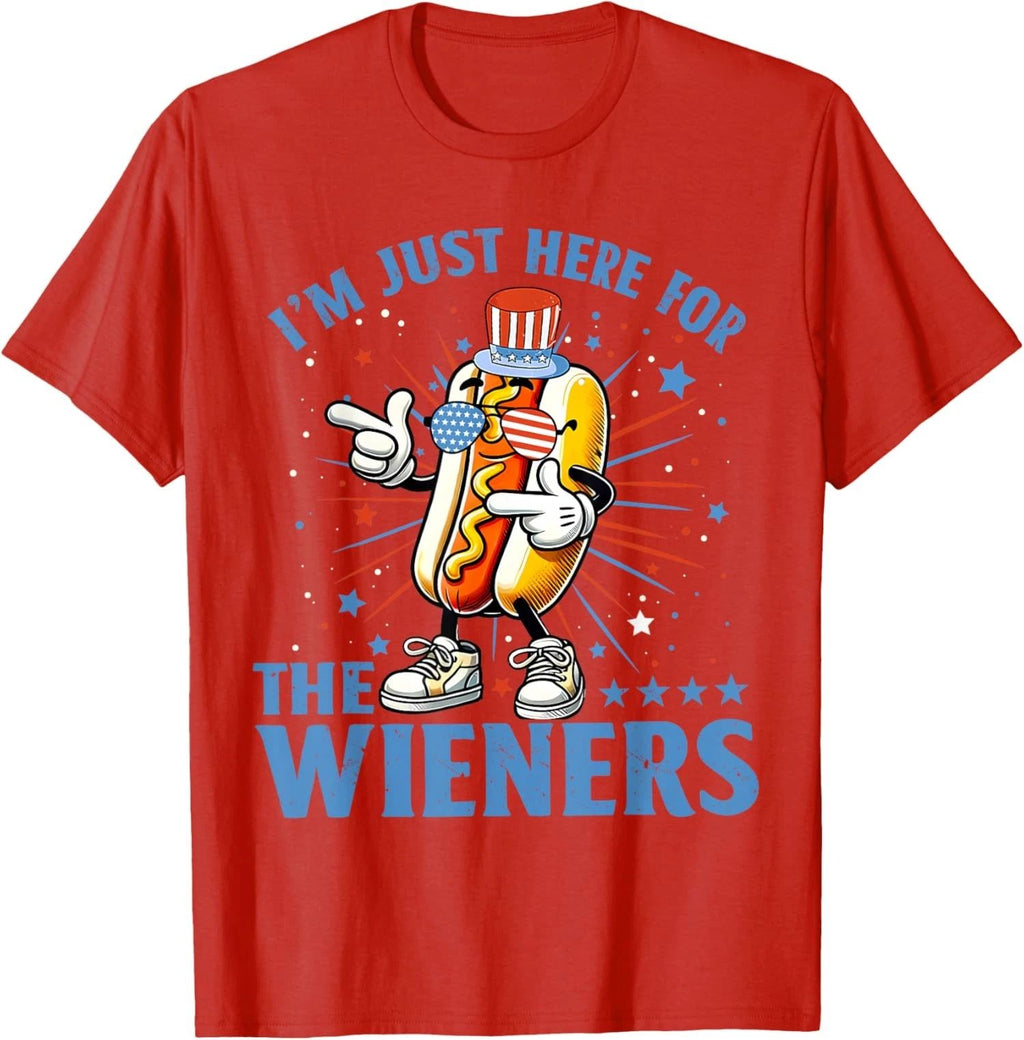 Just Here For The Wieners Funny Hot Dog American Food Unisex T-Shirt