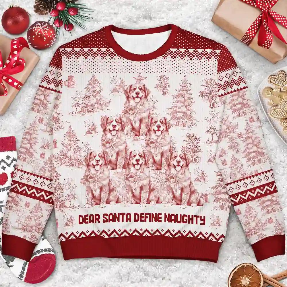 Christmas Tree Dog Cat Toile - Personalized Unisex Ugly Sweater