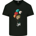 An Astronaut With Planets as Balloons Space Mens V-Neck Cotton T-Shirt
