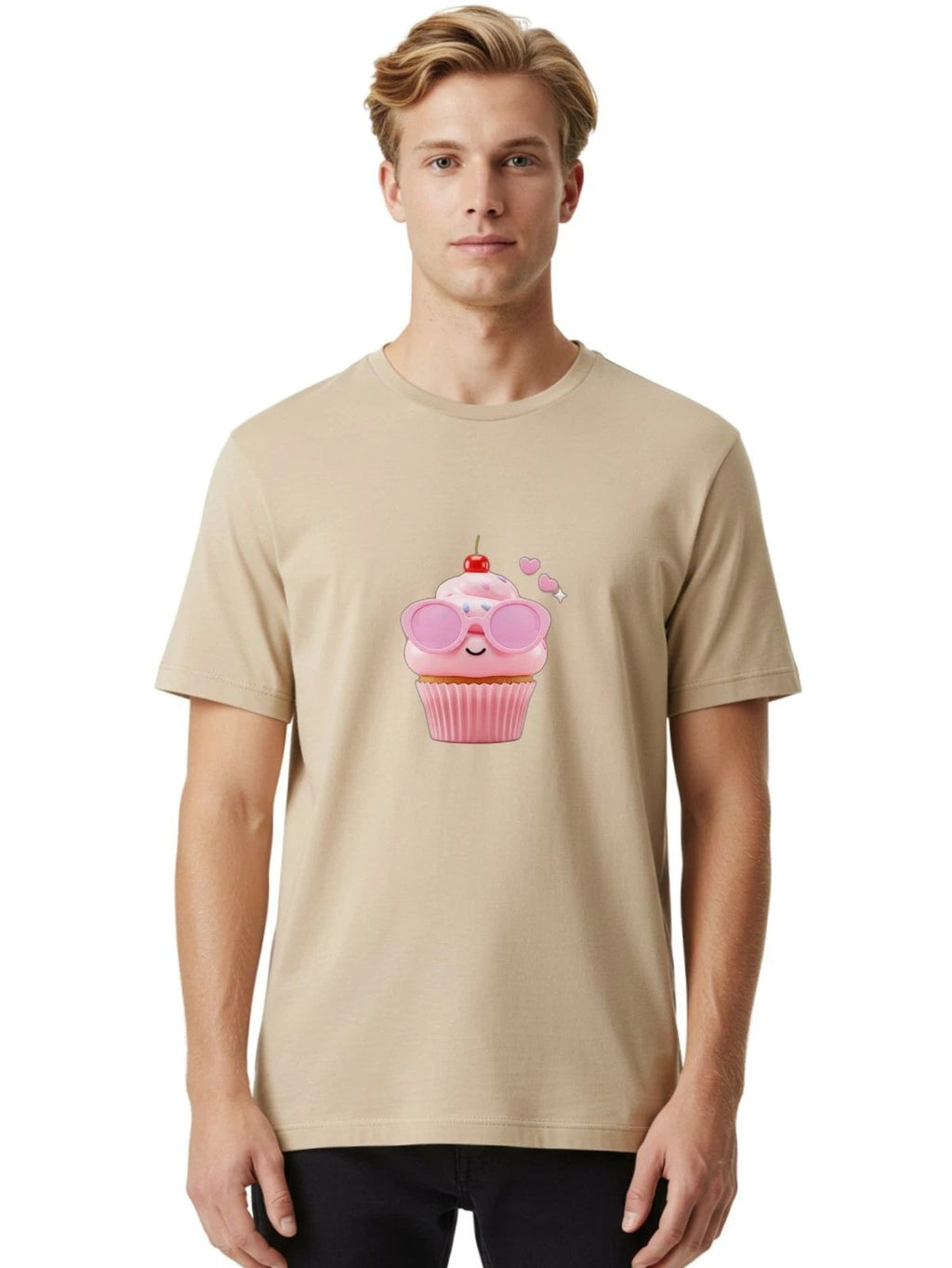 Cupcake-With-Sunglasses-2 Mens Graphic Tee, 100% Cotton, Casual Summer Wear