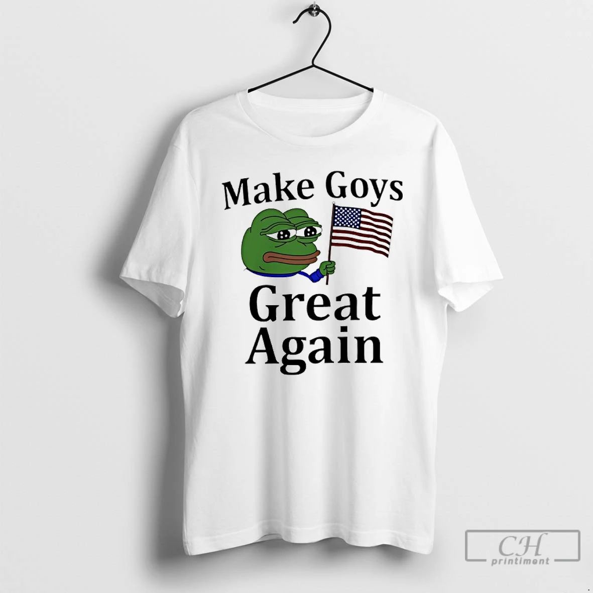Premium Make Goys Great Again Pepe The Frog American Flag T Shirts