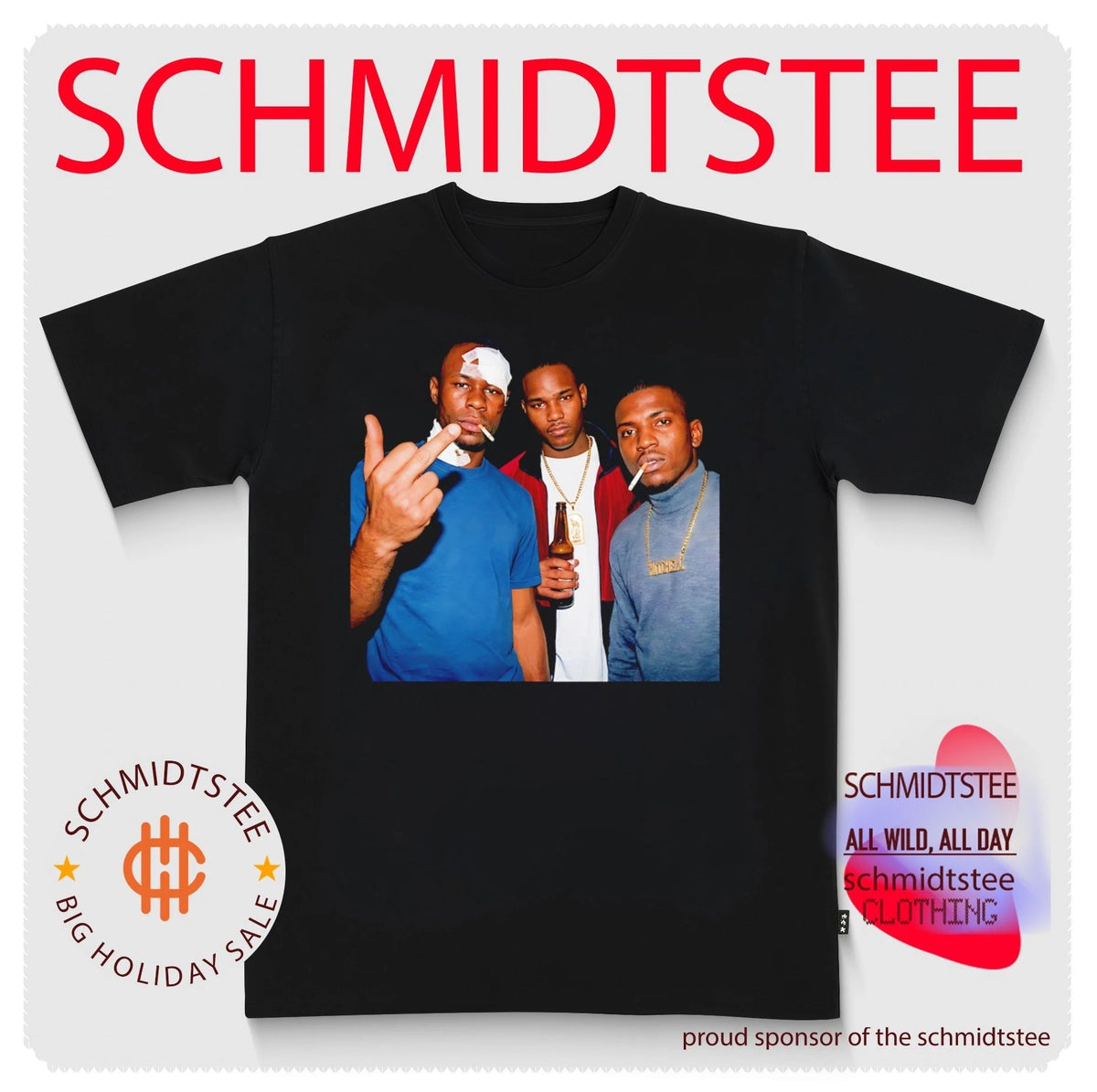 Paid in Full Mitchell Wood Harris Mekhi Phifer and Kevin Carroll middle finger smoking and beer shirt