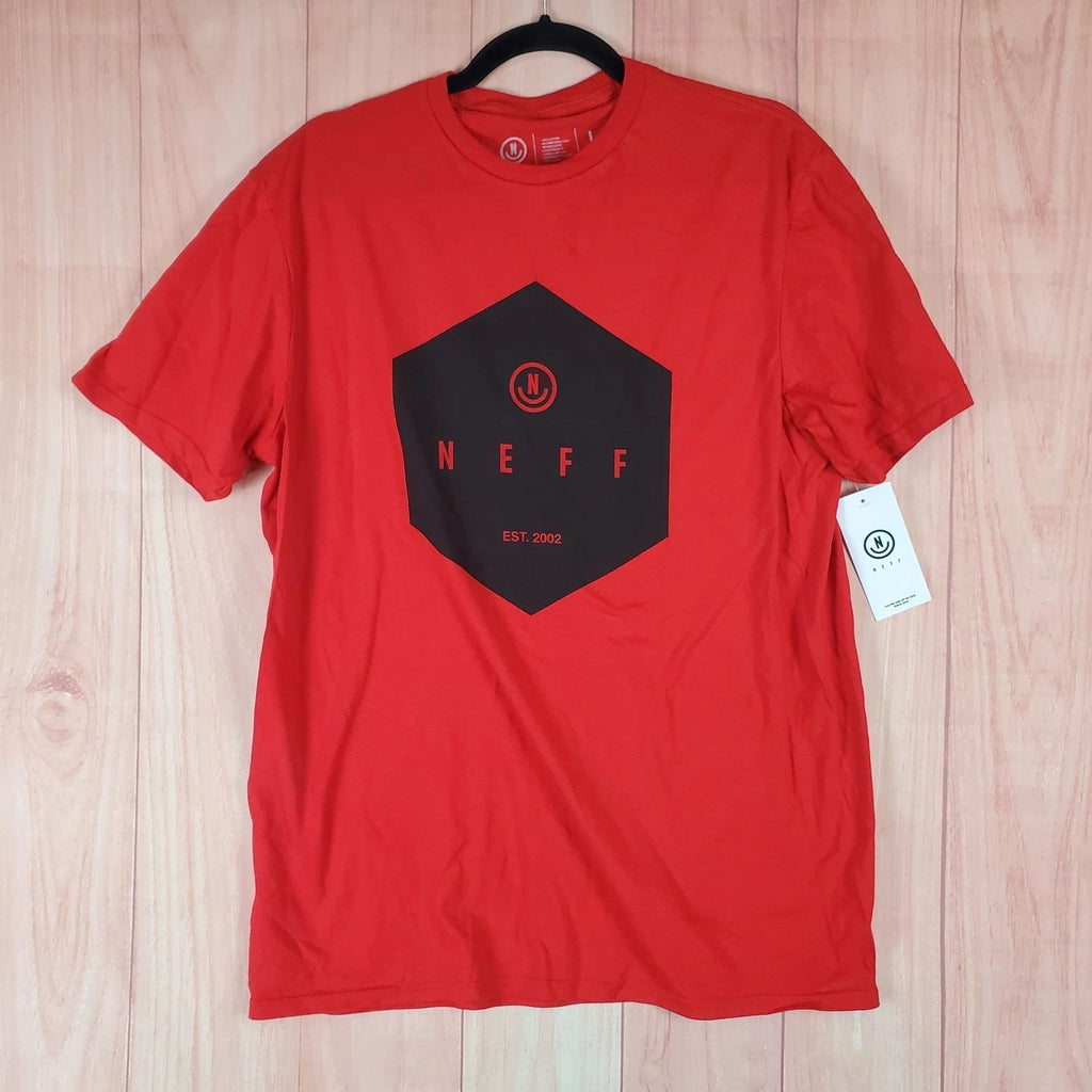 Neff T Shirt Mens Large Red Cotton Spellout Graphic Logo Pre Shrunk Streetwear