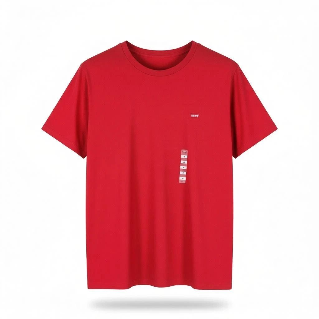 LEVI'S Standard Men T-Shirt M Red Cotton Crew Neck Short Sleeve Casual *