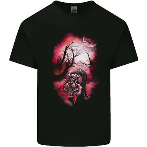 Enchanted Tiger Fantasy Spiritual Mystical Mens Cotton T-Shirt Tee Top
