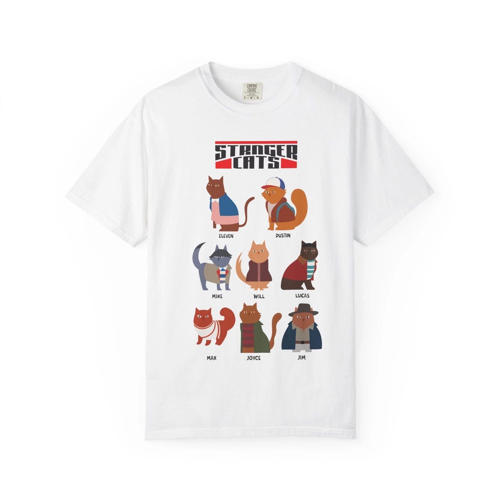 Stranger Cats Retro Sci‑Fi Cat Characters T-Shirt