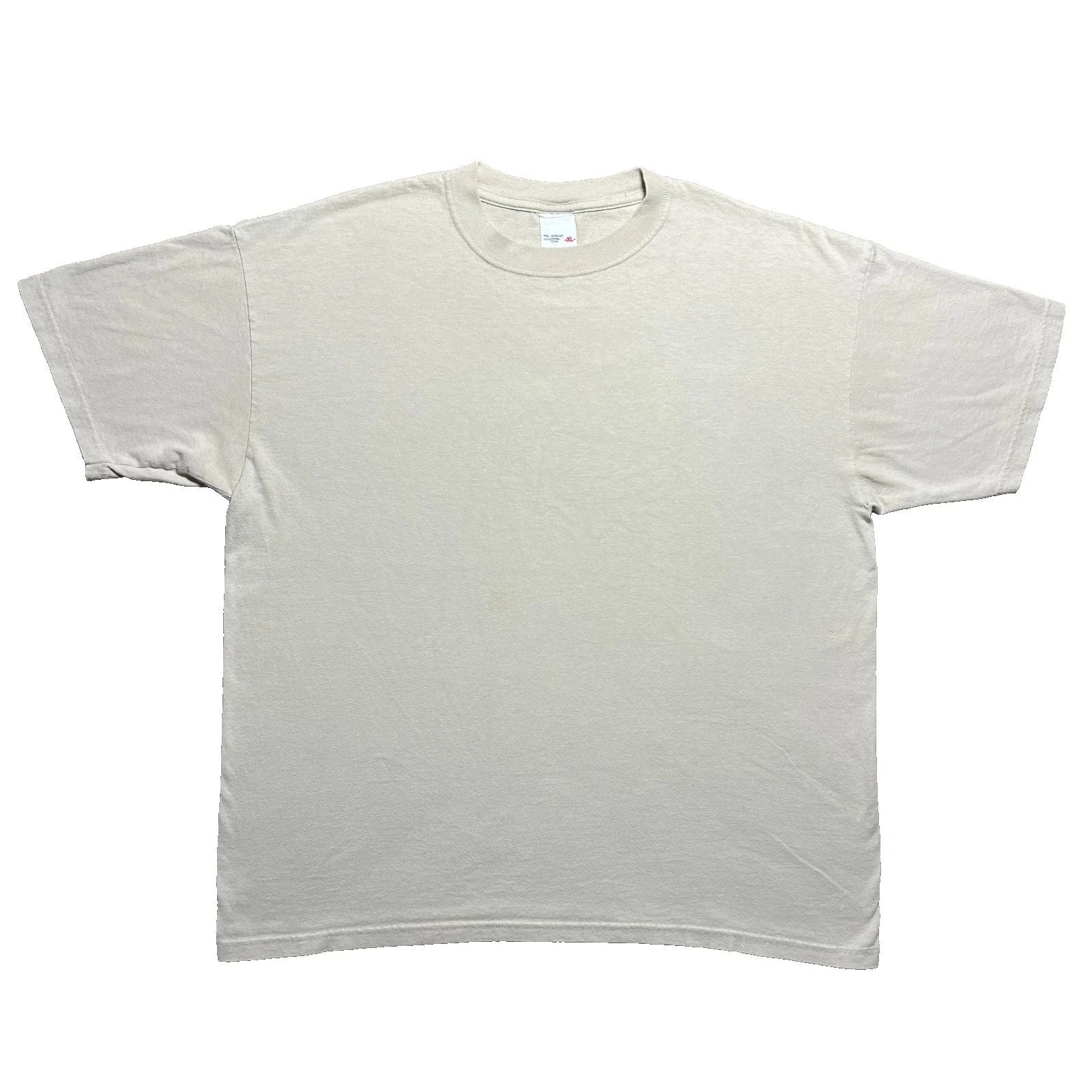 Vintage Y2K Blank T Shirt Mens XL Beige Cotton Basic Minimal Tee Anvil Tag