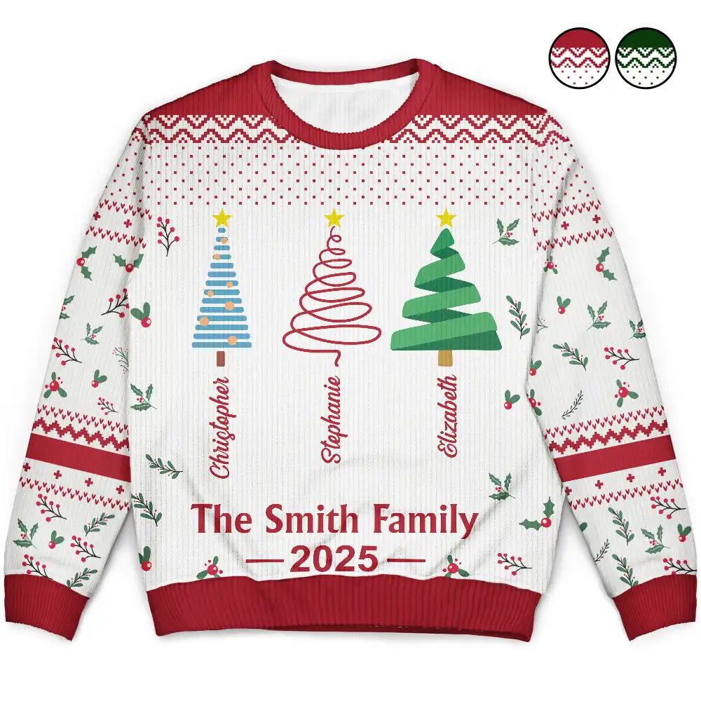 Christmas Tree Family - Personalized Unisex Ugly Sweater