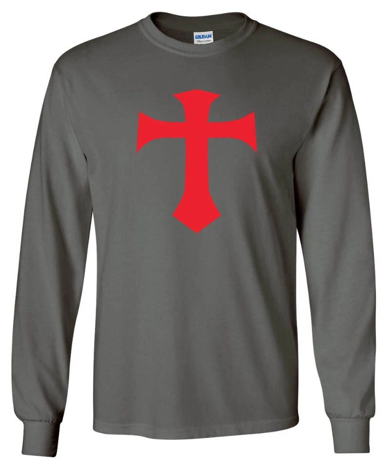 Knights Templar Cross LONG SLEEVE T-shirt - Christian Church Crusaders