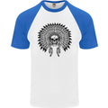 Indian Skull Headdress Biker Motorcycle Mens S/S Baseball T-Shirt