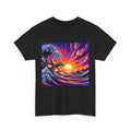 Unisex Adult T Shirt Gecko Surfing Ukiyoe Sunset Waves Retro Vibes Beach Vapor