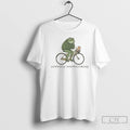 Classic Frog Riding A Bike With Cat Probably Overthinking Funny Meme Christmas T Shirts