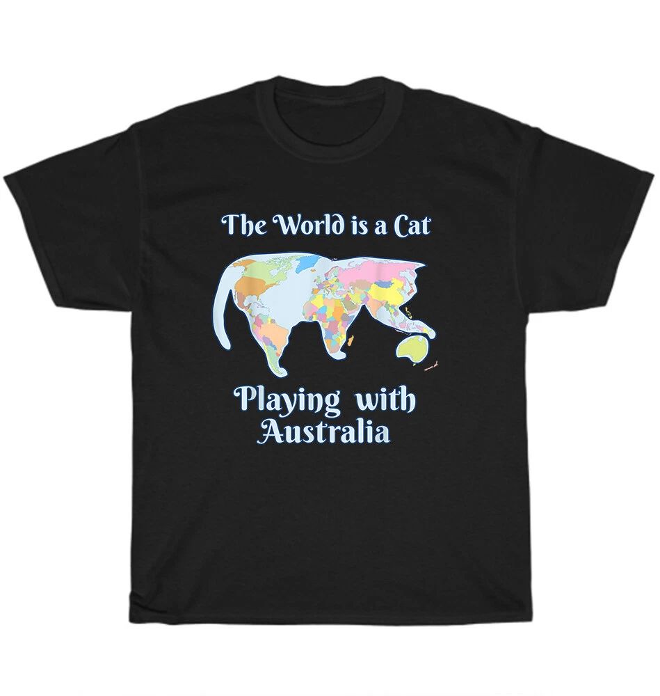 Funny World is a Cat Playing Map Travel Countries Kitten Pet Lover T-Shirt Gift