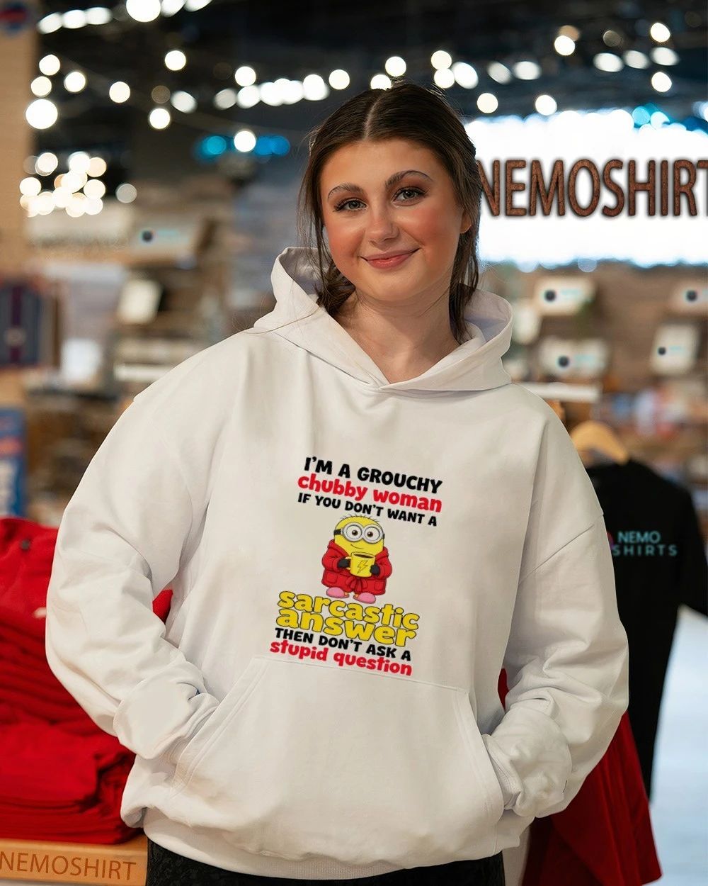 Minion I’m a Grouchy Chubby Woman Sarcastic Answer Quote shirt
