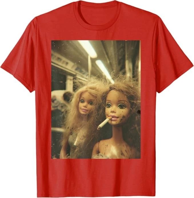 Funny Disgusting Doll face Meme Smoking Y2K Sarcastic Gift T-Shirt