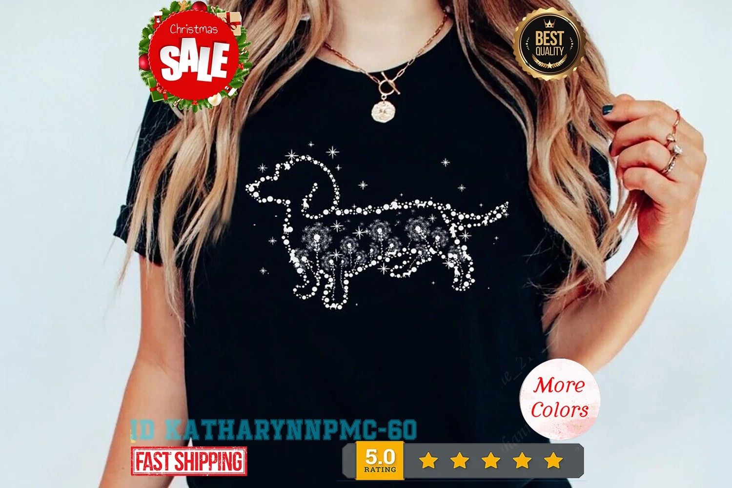 Cute Dachshund Wiener Dog Flower Fly Dandelion T-shirt, Pet Portrait Dog Love...
