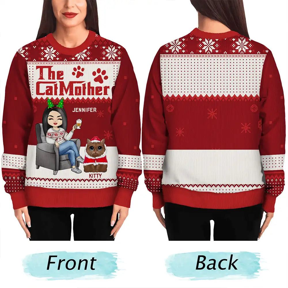 Christmas The Catmother Cat Lovers - Personalized Unisex Ugly Sweater