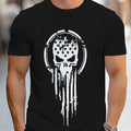 Men's Casual And Fashionable Geometric Skull Pattern T-shirt - Breathable Polyes