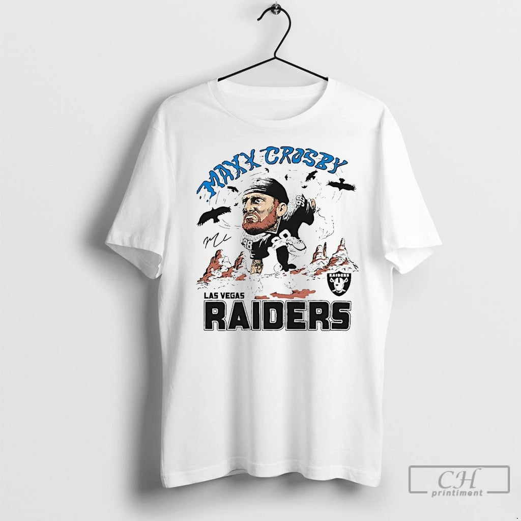 Classic Maxx Crosby Running Caricature Signature Raiders
