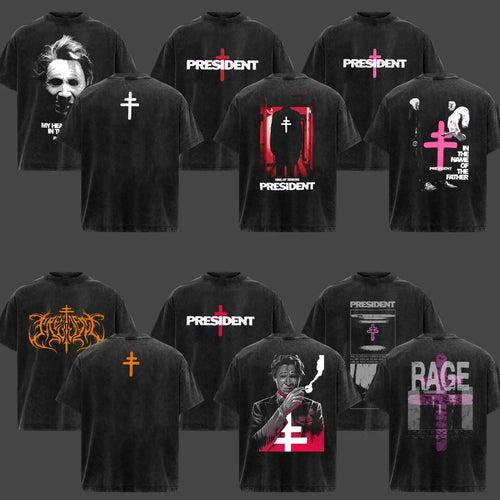 (Collection) President Band Shirt Retro Music Merch Gothic Cross Heavy Cotton