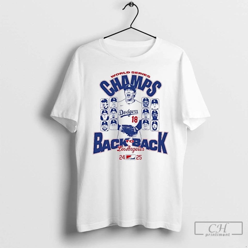Classic Los Angeles Dodgers Back To Back World Series Champs 2024 2025 T Shirts