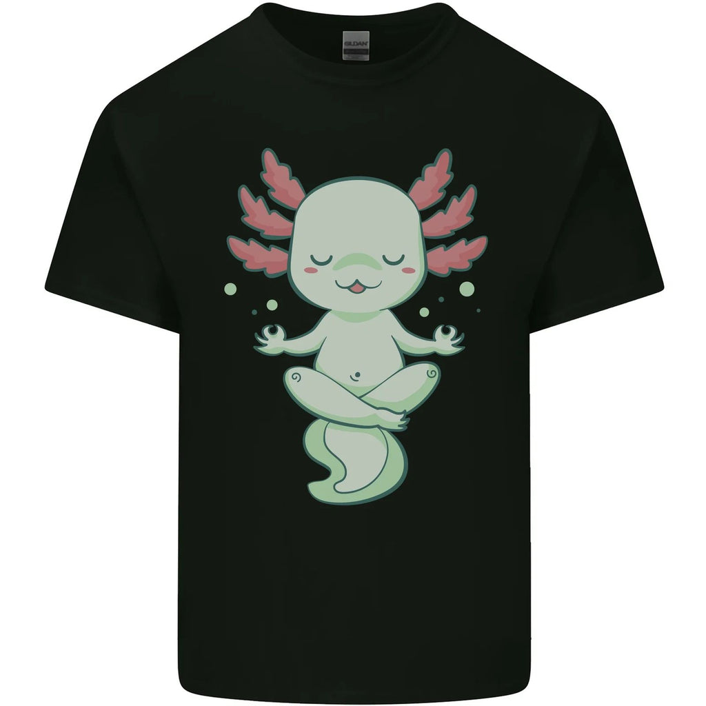 Meditating Axolotl Yoga Spiritual Mens Cotton T-Shirt Tee Top