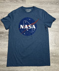 NASA Logo Graphic T-Shirt Medium Blue 50/50 Blend Short Sleeve Crew Neck