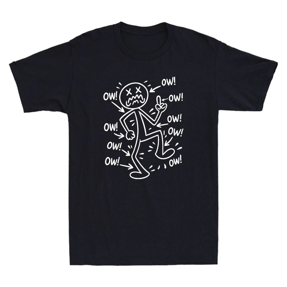 Ow Ow Ow Ow Ow Stick Character Funny Matchstick Middle Finger Meme Men's T-Shirt