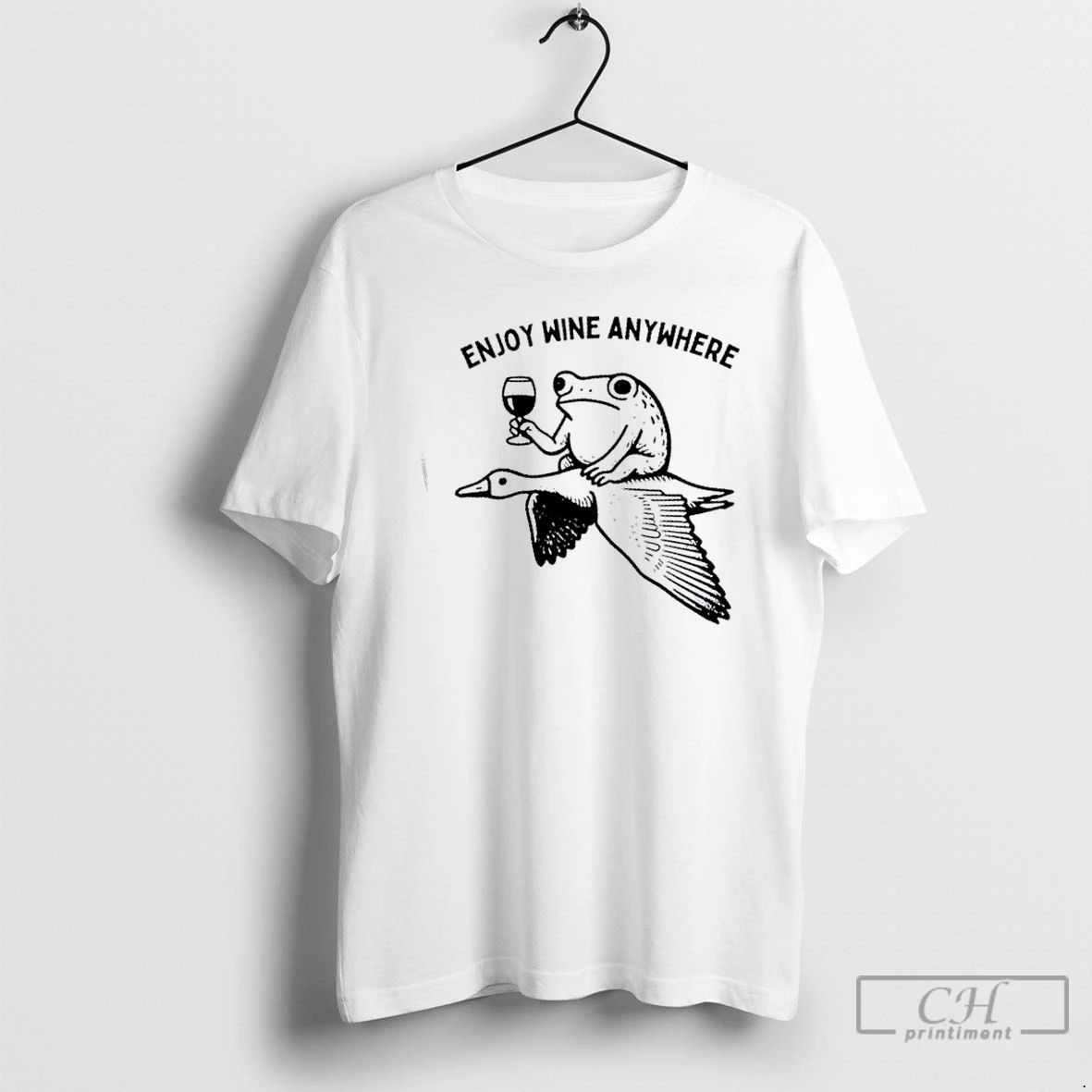 Classic Flying Frog Enjoy Wine Anywhere T Shirts