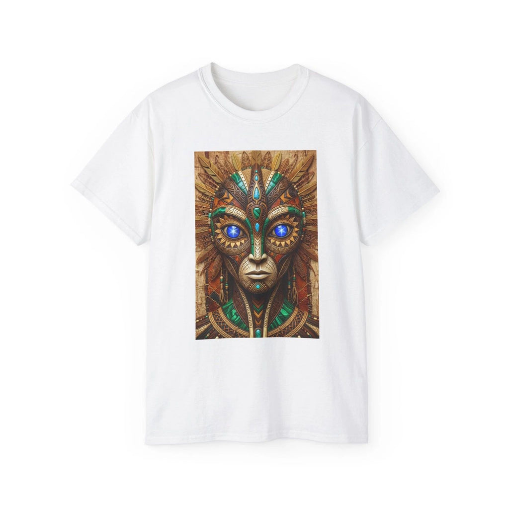 Tribal Mask Face Tee | Ethnic Warrior Artwork, Boho Spirit