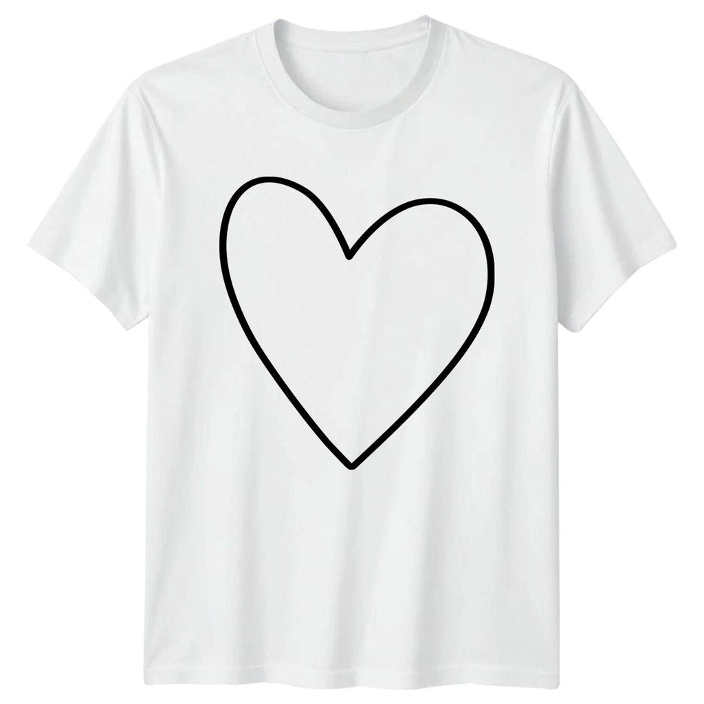 Simple Hand Drawn Heart Outline Aesthetic T-Shirt Minimalist Love Relationships