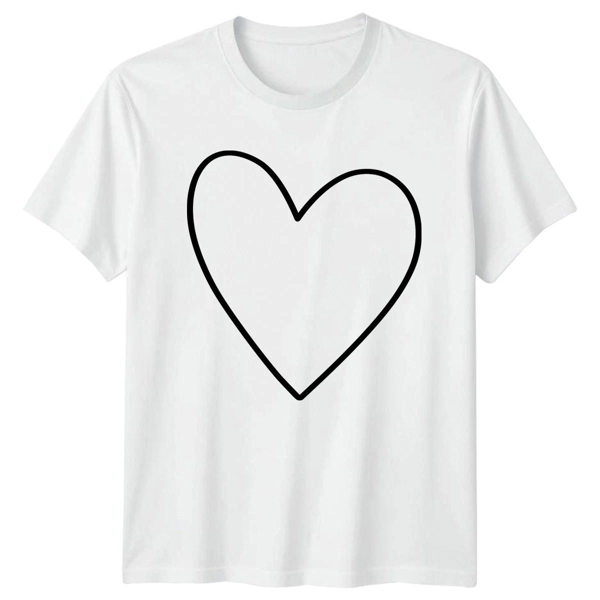 Simple Hand Drawn Heart Outline Aesthetic T-Shirt Minimalist Love Relationships
