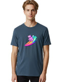 Pink-Bear-Surfing Mens Graphic Tee,100% Cotton,Casual Summer Wear