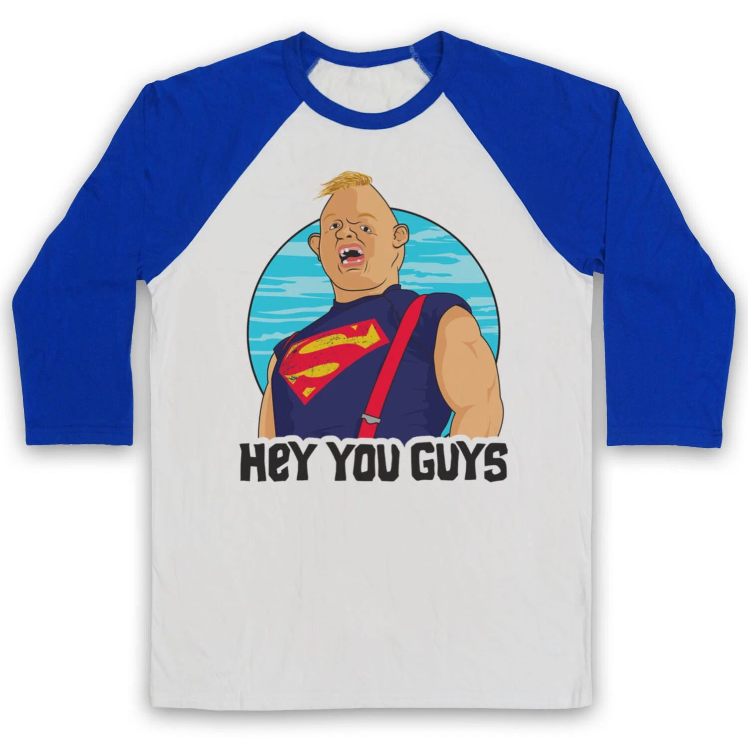 SLOTH HEY YOU GUYS UNOFFICIAL ICONIC GOON DOCKS FILM 3/4 SLEEVE BASEBALL TEE