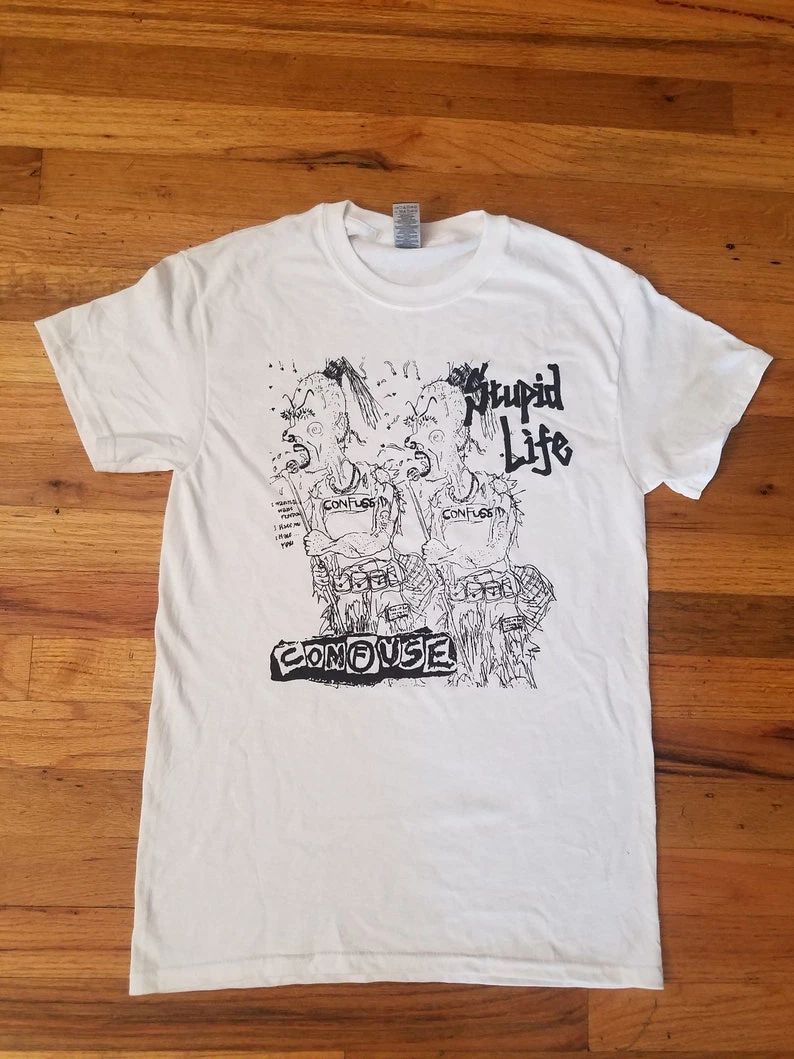 CONFUSE Stupid Life T-Shirt Japanese Noise Hardcore Punk Band Merch Tee UK