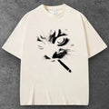 Unisex Cat Cigarette Oversized T Shirt Cream Y2K Casual Streetwear S-2XL