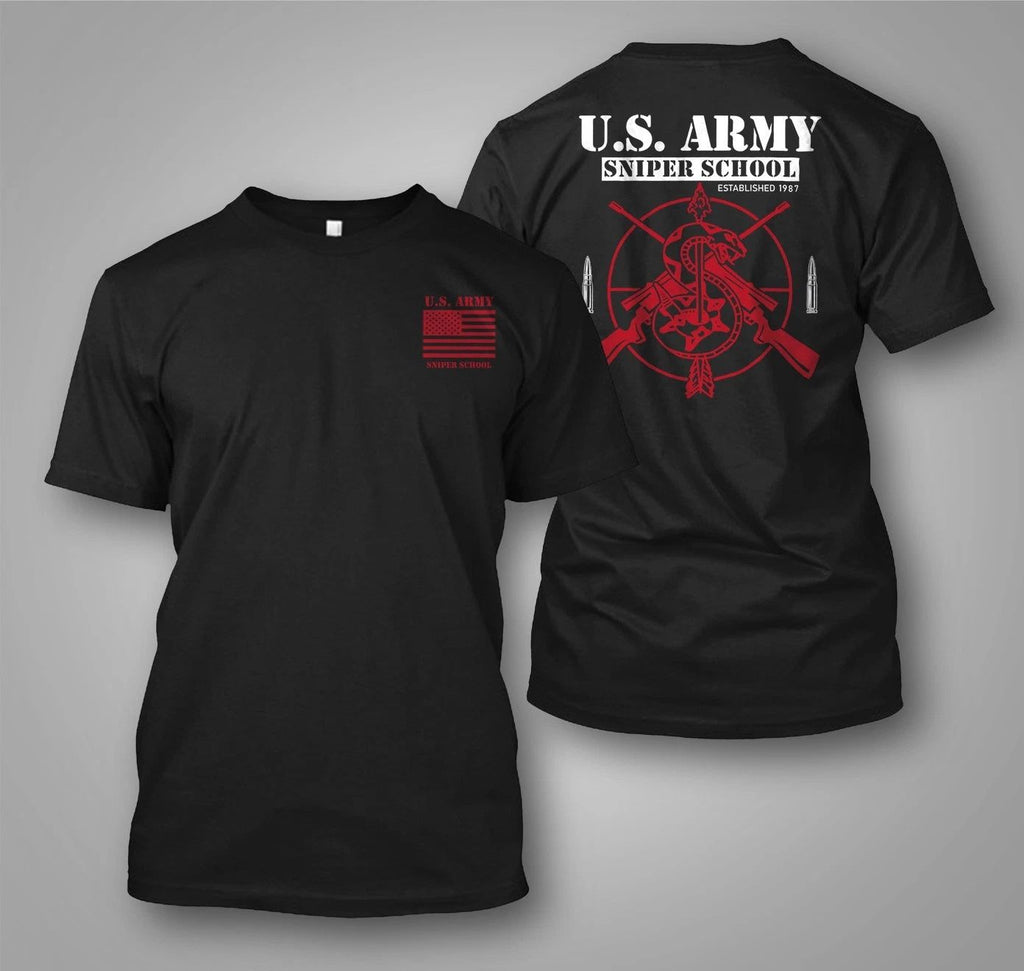 NEW Army Special Force Sniper School  -  Custom Men's Back and front T-Shirt Tee
