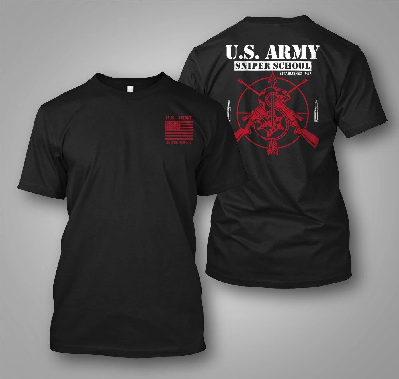 NEW Army Special Force Sniper School  -  Custom Men's Back and front T-Shirt Tee