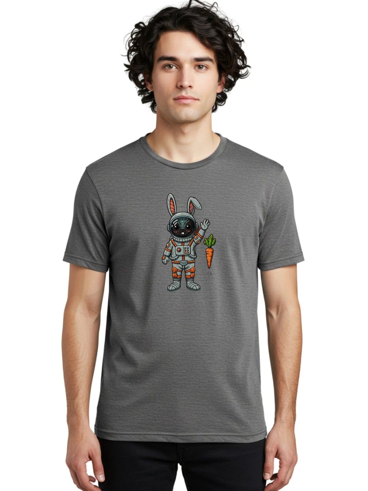 Astronaut-Rabbit-5 Mens Graphic Tee, 100% Cotton, Casual Summer Wear