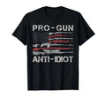 Pro Gun Anti Idiot Shirt Vintage USA Flag 2nd Amendment T-Shirt