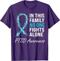 PTSD Awareness Teal Ribbon With Motivational Quote Unisex T-Shirt