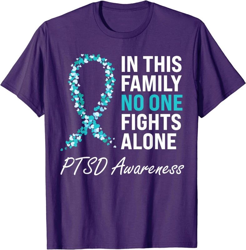 PTSD Awareness Teal Ribbon With Motivational Quote Unisex T-Shirt