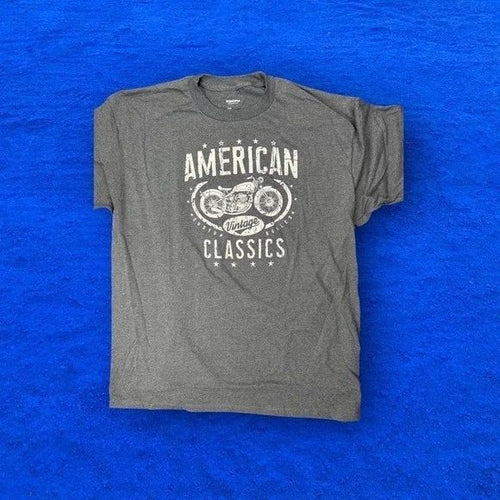 American Classics Motorcycle Graphic T Shirt Grey Mens 2XL Oversized Tee