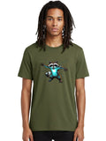 Electric-Raccoon Mens Graphic Tee, 100% Cotton, Casual Summer Wear