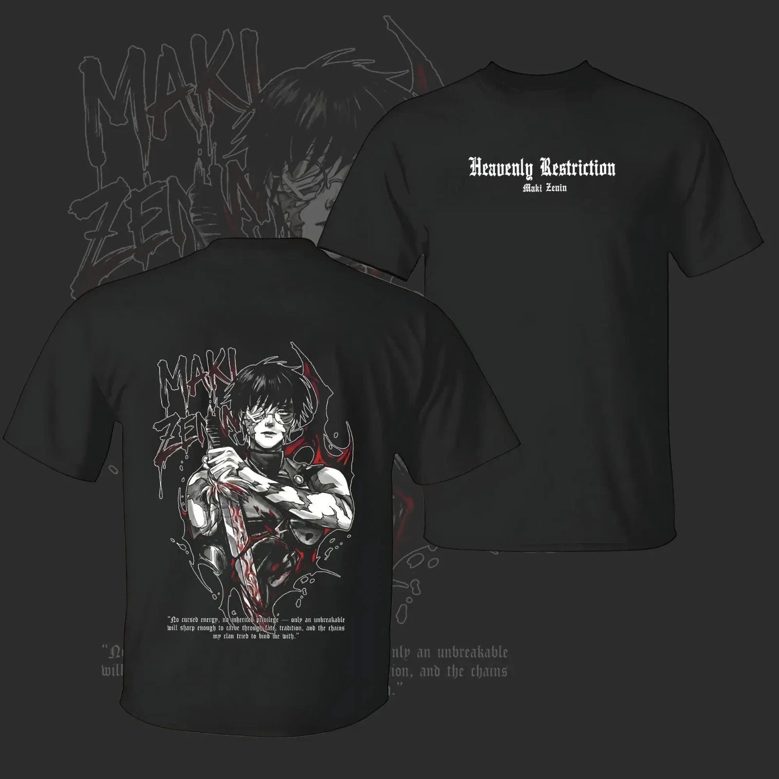 Vintage Maki Zenin Jujutsu Kaisen T-Shirt – Anime Tee, Dark Aesthetic Maki Manga