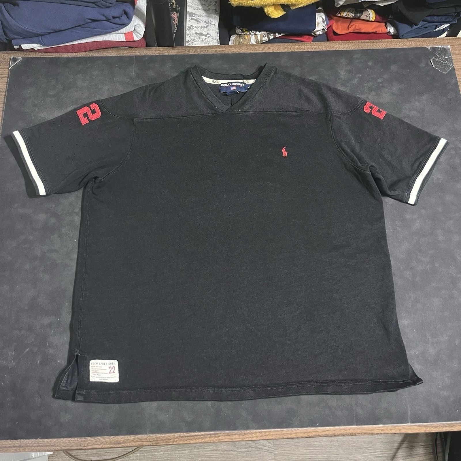 Vintage 90s Polo Sport Ralph Lauren Number 22 Football Jersey Soccer Shirt Kit