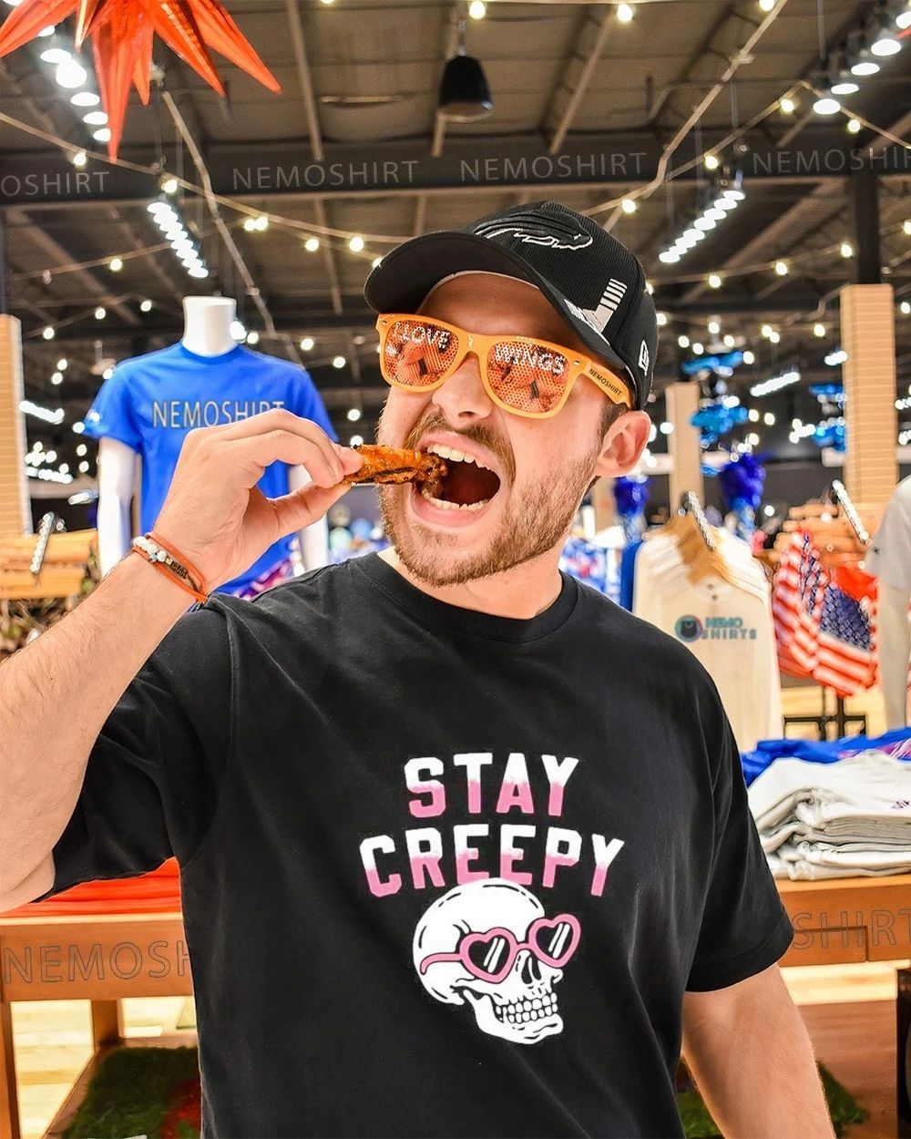 Stay Creepy Skull with Heart Sunglasses Halloween shirt