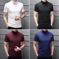 Pullver T-Shirt Short Sleeve Tee Topselegant Half High Collar Trendy Slim @