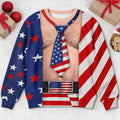 Custom Funny Ugly Sweatshirt - Personalized America 250th Anniversary Christmas Gifts For Men - A Christmas Full Of Freedom