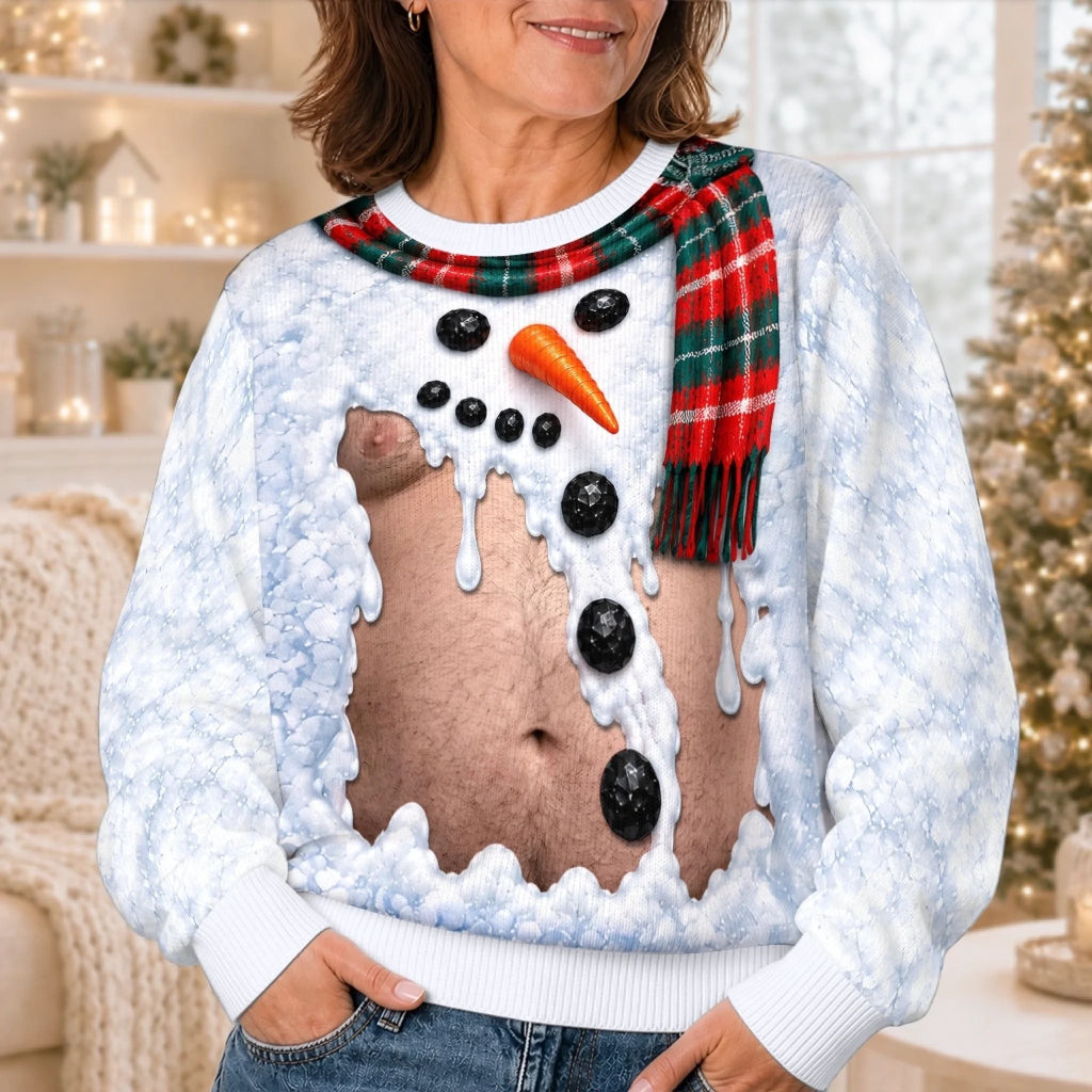 Custom Funny Ugly Sweatshirt - Personalized Christmas Birthday Gifts For Husband, Son, Grandson, Brother, Grandpa, Dad, Yourself - Too Hot For Winter Snow